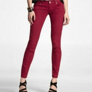 Express 2 Skinny Low Rise Deep Red Stretch Jegging Jeans Vintage